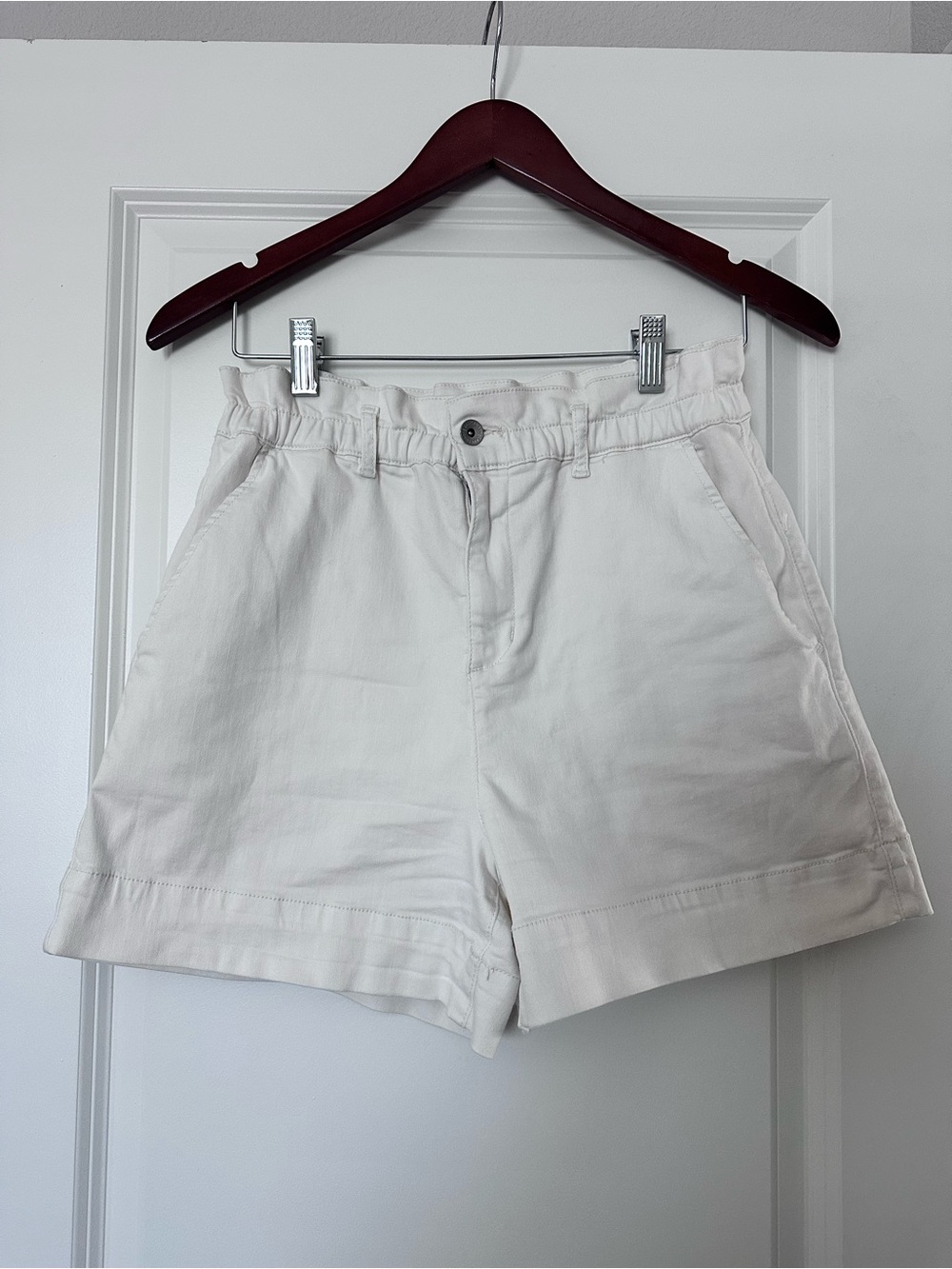 Sanctuary Denim Cream High Rise Paper Bag Denim Shorts